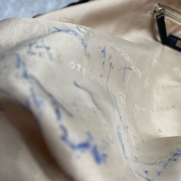 Elliott Lucca leather black medium shoulder bag braided strap gold tone accents - Picture 12 of 14